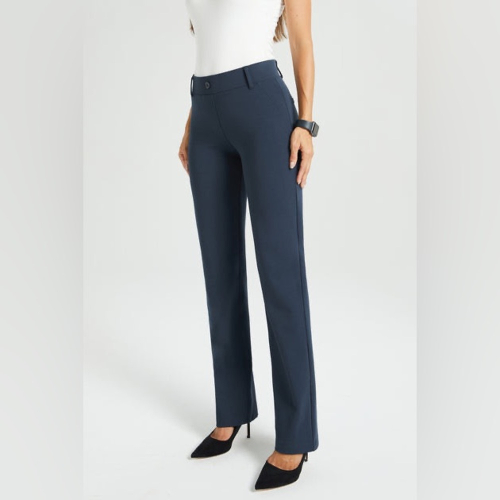 NWT Betabrand DPYP™ Dress Yoga Pants Navy Ponte Large Petite Straight Leg Travel